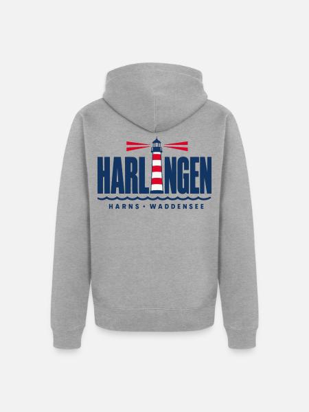Harlingen Harns Friesland Leuchtturm Waddensee - Unisex Premium Bio Zip Hoodie - Grau meliert