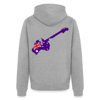 Purple Austral Guitar - Unisex Premium Bio Zip Hoodie - Grau meliert - Hinten - Nico (187cm)
