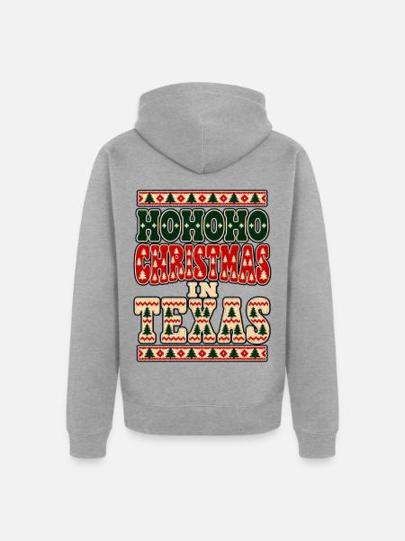 HoHoHo Texas Weihnachten - Unisex Premium Bio Zip Hoodie - Grau meliert