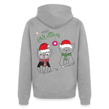 Merry Christmas - Unisex Premium Bio Zip Hoodie - Grau meliert - Hinten - Nico (187cm)