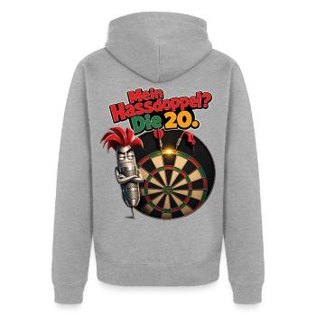 Mein Hassdoppel Die 20 - Unisex Premium Bio Zip Hoodie - Grau meliert - Hinten - Nico (187cm)