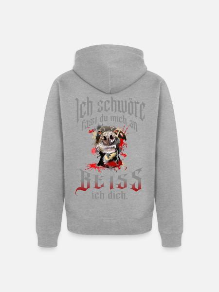 Beißender Hund Spruch - Unisex Premium Bio Zip Hoodie - Grau meliert
