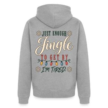 Just Enough Jingle – Weihnachten Müde & Lustig - Unisex Premium Bio Zip Hoodie - Grau meliert - Hinten - Nico (187cm)
