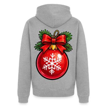 Rote Weihnachtkugel mit Schneeflocke - Unisex Premium Bio Zip Hoodie - Grau meliert - Hinten - Nico (187cm)