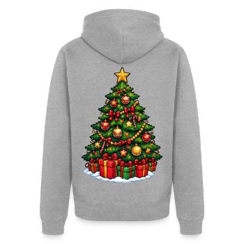 Weihnachtsbaum mit Ornamentenglanz - Unisex Premium Bio Zip Hoodie - Grau meliert - Hinten - Nico (187cm)