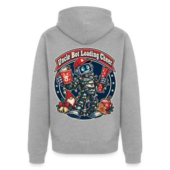 Christmas Roboter-Onkel lädt Feststimmung - Unisex Premium Bio Zip Hoodie - Grau meliert - Hinten - Nico (187cm)