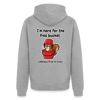 Free Bucket Squirrel Finnland - Unisex Premium Bio Zip Hoodie - Grau meliert - Hinten - Nico (187cm)