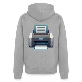 Drucker - Unisex Premium Bio Zip Hoodie - Grau meliert - Hinten - Nico (187cm)