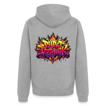 Pyrotechnik Graffiti Silvester - Unisex Premium Bio Zip Hoodie - Grau meliert - Hinten - Nico (187cm)