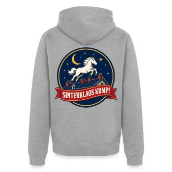 Sinterklaos kump! - Unisex Premium Bio Zip Hoodie - Grau meliert - Hinten - Nico (187cm)