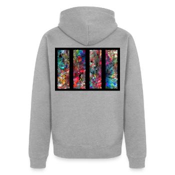 jstiotsj - Unisex Premium Bio Zip Hoodie - Grau meliert - Hinten - Nico (187cm)