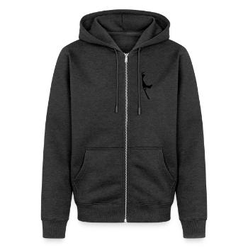insel sylt - Unisex Premium Bio Zip Hoodie - Anthrazit meliert - Vorne - Nico (187cm) & Julia (174cm)