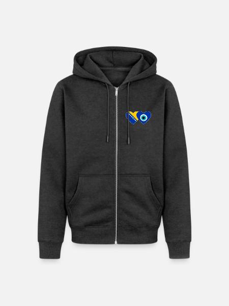 Bosnien Nazarperle Flagge - Unisex Premium Bio Zip Hoodie - Anthrazit meliert