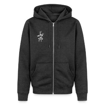 Not Perfect - Unisex Premium Bio Zip Hoodie - Anthrazit meliert - Vorne - Nico (187cm) & Julia (174cm)