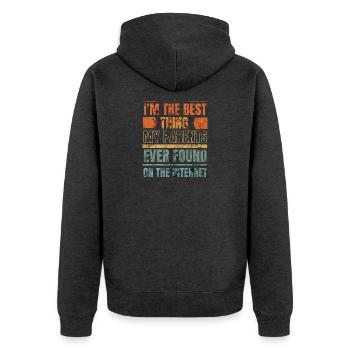Ich bin das Beste, was meine Eltern je auf der - Unisex Premium Bio Zip Hoodie - Anthrazit meliert - Hinten - Nico (187cm)