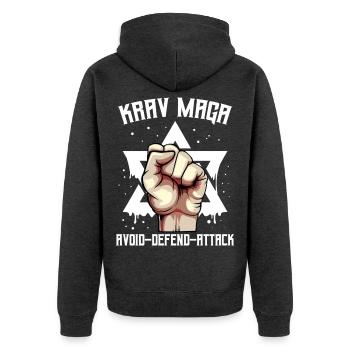 Krav Maga - Veste à capuche bio Premium Unisexe - anthracite chiné - Dos - Nico (187cm)