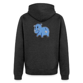 Nilpferd Arsch - Nilpferd Hintern - Unisex Premium Bio Zip Hoodie - Anthrazit meliert - Hinten - Nico (187cm)