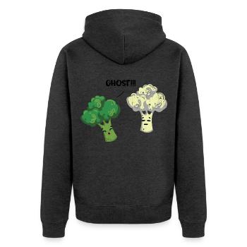 Knackiger Brokkoli Supergemüse - Unisex Premium Bio Zip Hoodie - Anthrazit meliert - Hinten - Nico (187cm)