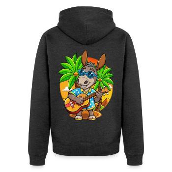 Lustige Esel Cartoon Sommer Strand Sonnenbrille - Unisex Premium Bio Zip Hoodie - Anthrazit meliert - Hinten - Nico (187cm)