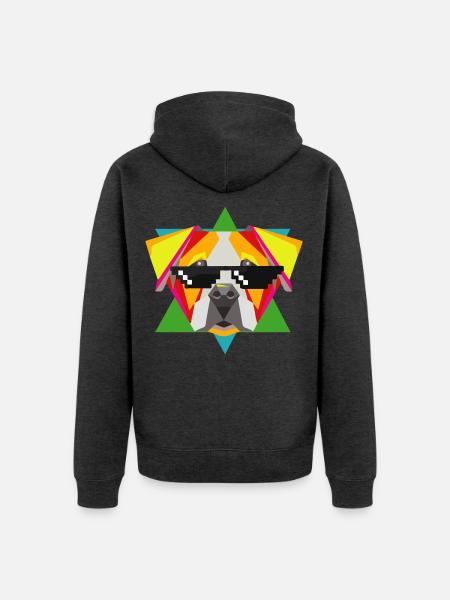 Selbstbewusste Bulldogge Sonnenbrille - Unisex Premium Bio Zip Hoodie - Anthrazit meliert