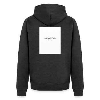 Think stupid - Unisex Premium Bio Zip Hoodie - Anthrazit meliert - Hinten - Nico (187cm)