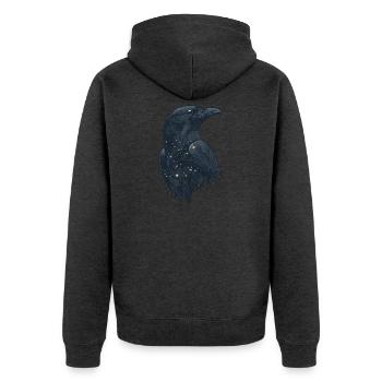 Raven - Unisex Premium Organic Zip Hoodie - heather anthracite - Back - Nico (187cm)