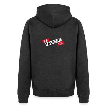 Es Eskaliert Eh - Unisex Premium Bio Zip Hoodie - Anthrazit meliert - Hinten - Nico (187cm)