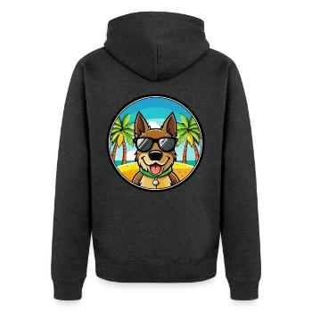 Deutsche Bracke Hunderasse Cartoon Sonnenbrille Strand - Unisex Premium Bio Zip Hoodie - Anthrazit meliert - Hinten - Nico (187cm)