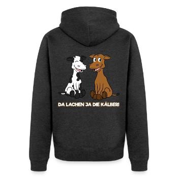 Da Lachen Ja Die Kälber Kalb Spruch Kuh Bauer Land - Unisex Premium Bio Zip Hoodie - Anthrazit meliert - Hinten - Nico (187cm)