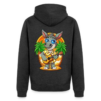 Lustige Esel Cartoon Sommer Strand Sonnenbrille - Unisex Premium Bio Zip Hoodie - Anthrazit meliert - Hinten - Nico (187cm)