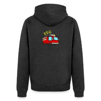 Feuerwehr - Unisex Premium Bio Zip Hoodie - Anthrazit meliert - Hinten - Nico (187cm)