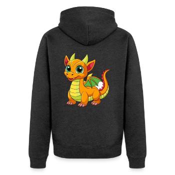 Dragon Cute Mascot Cartoon Character Kawaii - Unisex Premium Organic Zip Hoodie - heather anthracite - Back - Nico (187cm)