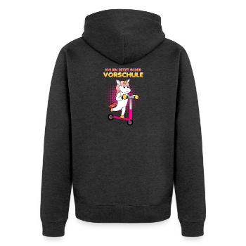 Vorschule Mädchen Vorschulkind - Unisex Premium Bio Zip Hoodie - Anthrazit meliert - Hinten - Nico (187cm)