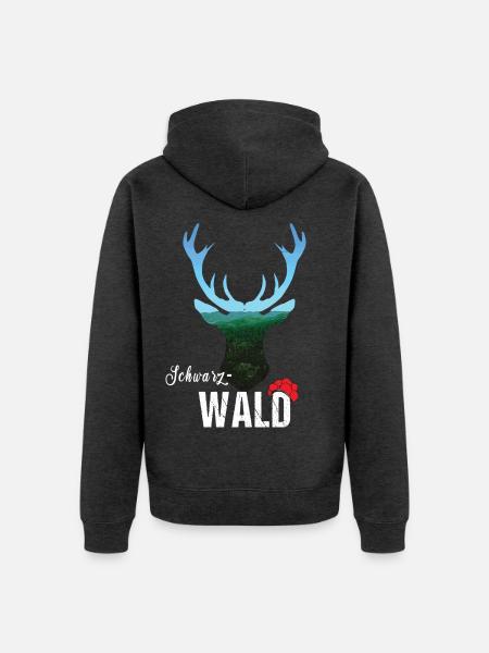 Schwarzwald Hirsch - Unisex Premium Bio Zip Hoodie - Anthrazit meliert