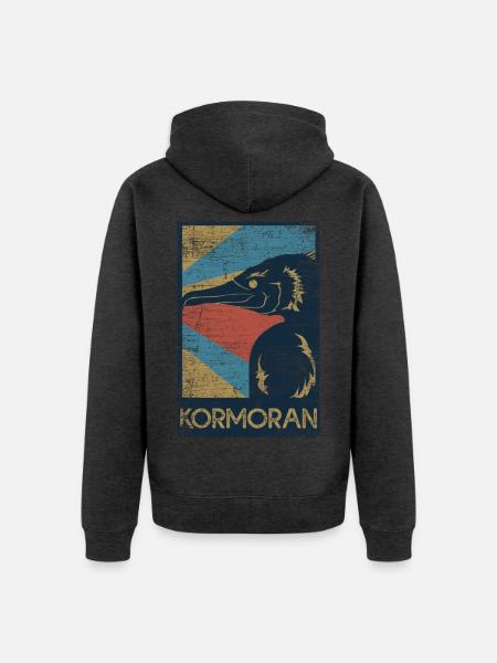 Tauchfreudiger Kormoran Meeresrabe - Unisex Premium Bio Zip Hoodie - Anthrazit meliert