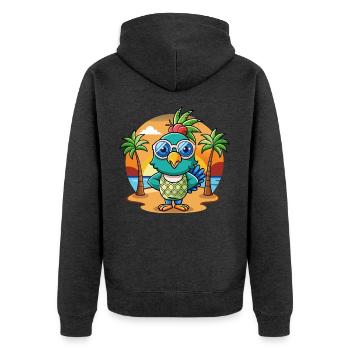 Peacock Funny Cartoon Summer Beach Sunglasses - Unisex Premium Organic Zip Hoodie - heather anthracite - Back - Nico (187cm)