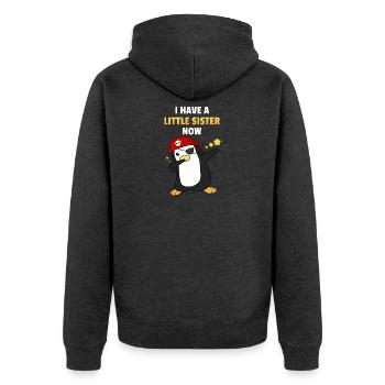Ich Habe Eine Kleine Schwester Großer Bruder - Unisex Premium Bio Zip Hoodie - Anthrazit meliert - Hinten - Nico (187cm)