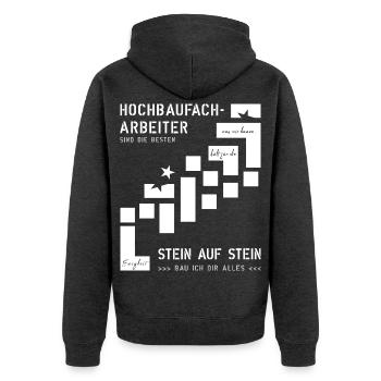 Hochbaufacharbeiter - Unisex Premium Bio Zip Hoodie - Anthrazit meliert - Hinten - Nico (187cm)