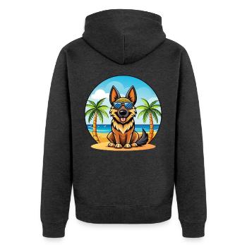 Deutsche Schafpudel Hunderasse Cartoon Sonnenbrille - Unisex Premium Bio Zip Hoodie - Anthrazit meliert - Hinten - Nico (187cm)