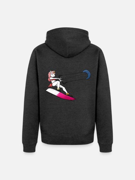 Kitesurf Unicorn - Unisex Premium Bio Zip Hoodie - Anthrazit meliert