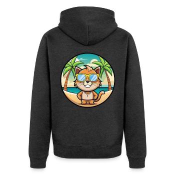 Pixie Bob Katzenrasse Cartoon Sonnenbrille Strand - Unisex Premium Bio Zip Hoodie - Anthrazit meliert - Hinten - Nico (187cm)