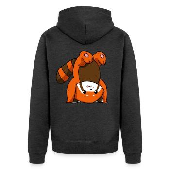 Roter Panda - Unisex Premium Bio Zip Hoodie - Anthrazit meliert - Hinten - Nico (187cm)