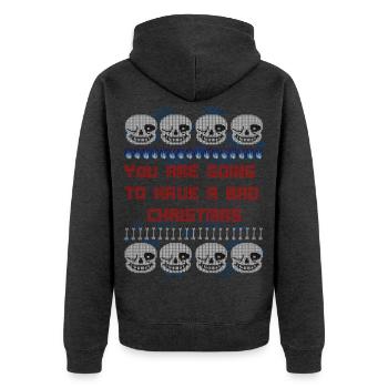 You are going to have a bad Christmas Pullover - Unisex Premium Bio Zip Hoodie - Anthrazit meliert - Hinten - Nico (187cm)