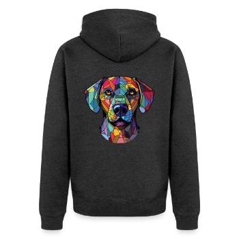 Cao De Castro Laboreiro Hunderasse Aquarellglas - Unisex Premium Bio Zip Hoodie - Anthrazit meliert - Hinten - Nico (187cm)