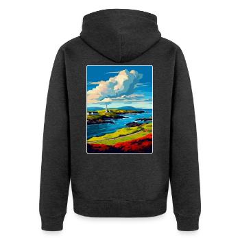 Isle Of Islay Schottland Vereinigtes Königreich Reiseposter Souvenir - Unisex Premium Bio Zip Hoodie - Anthrazit meliert - Hinten - Nico (187cm)
