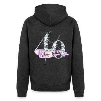 Happy Birthday 40. Geburtstag Geschenk Diamanten - Unisex Premium Bio Zip Hoodie - Anthrazit meliert - Hinten - Nico (187cm)