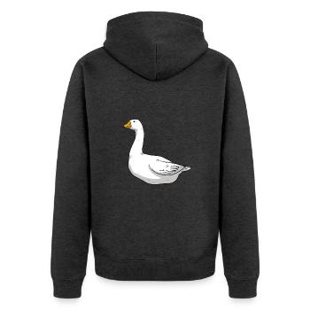 Gans - Unisex Premium Bio Zip Hoodie - Anthrazit meliert - Hinten - Nico (187cm)