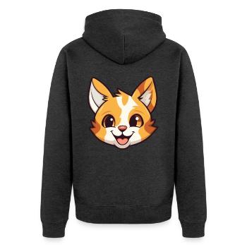 Pixie Bob Katze Cartoon Aquarell Illustration - Unisex Premium Bio Zip Hoodie - Anthrazit meliert - Hinten - Nico (187cm)