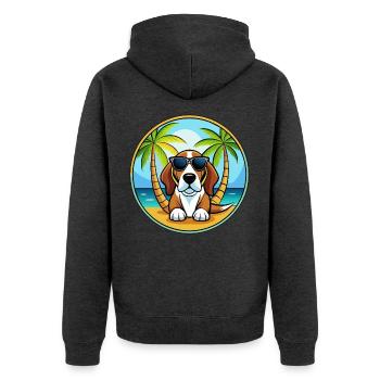 Basset Artesien Normand Hunderasse Cartoon Beach - Unisex Premium Bio Zip Hoodie - Anthrazit meliert - Hinten - Nico (187cm)