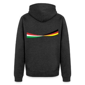 Italien - Deutschland - Schmal - Banner Sport Flag - Unisex Premium Bio Zip Hoodie - Anthrazit meliert - Hinten - Nico (187cm)